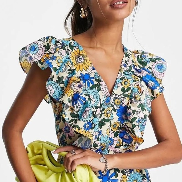 NEW - TOPSHOP Mix and Match Stripe and Floral Retro Midi Dress in Multi - Size 2 - Picture 5 of 16